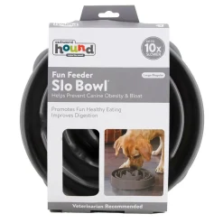 Outward Hound Fun Feeder Slo Bowl Slow Feeder Dog Bowl, Grey Drop