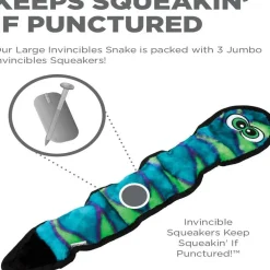 Outward Hound Invincible Durablez Snake 3 Squeaker Dog Toy, Large