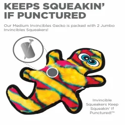 Outward Hound Invincible Gecko 2 Stuffingless Durable Squeaker Dog Toy, Medium