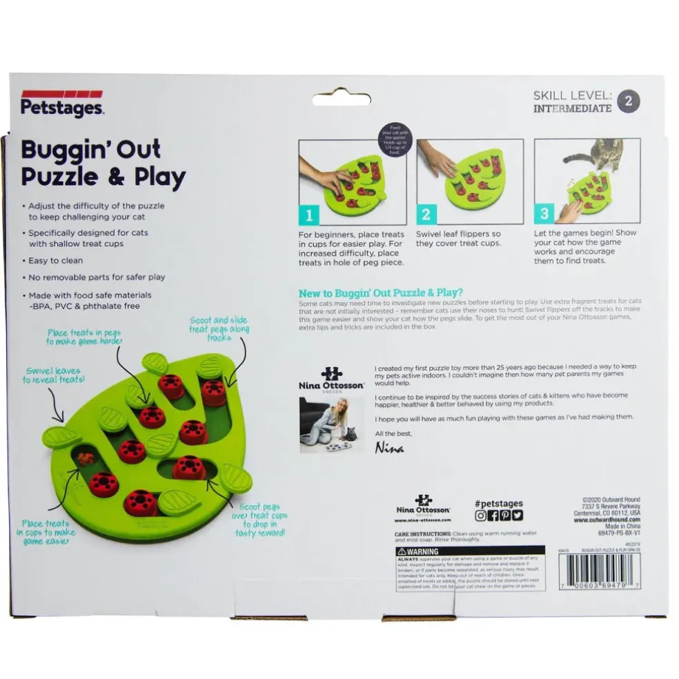 Outward Hound Nina Ottosson Buggin' Out Puzzle & Play Interactive Treat Puzzle For Cats