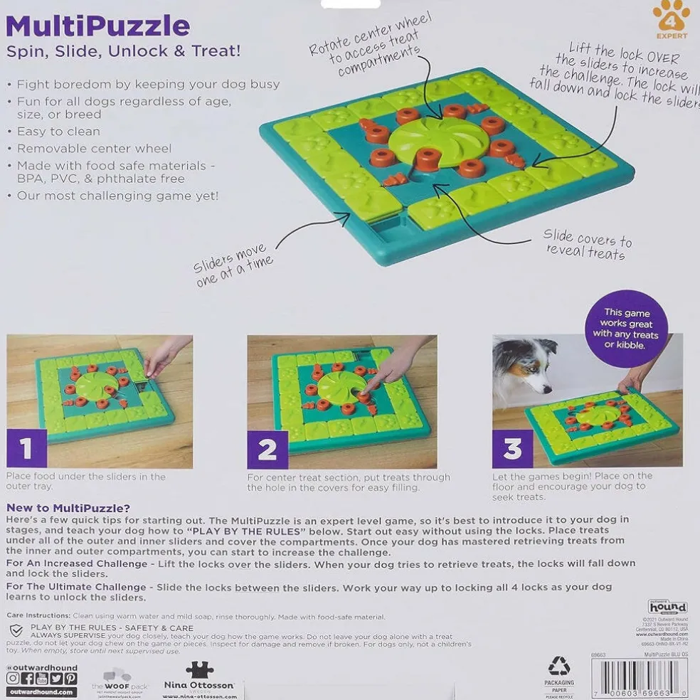 Outward Hound Nina Ottosson MultiPuzzle Interactive Treat Puzzle Toy For Dogs, Expert Level