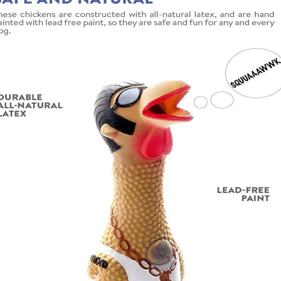 Outward Hound Squawkers Earl Latex Rubber Chicken Interactive Toy For Dog (Large)
