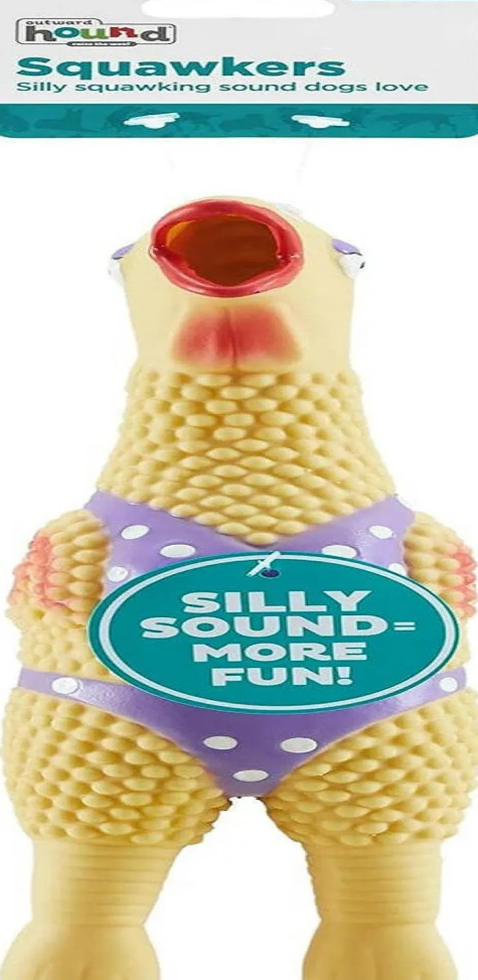 Outward Hound Squawkers Henrietta Latex Rubber Chicken Interactive Toy For Dog (Large)