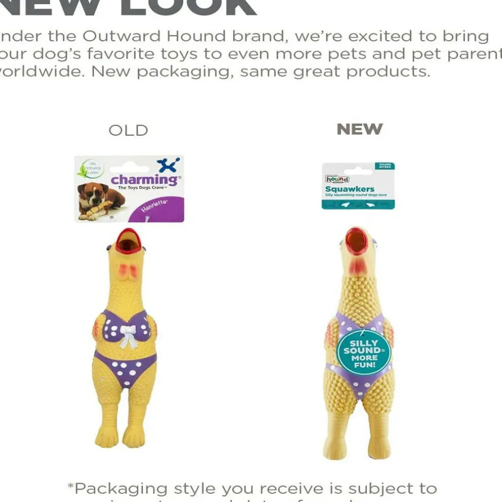 Outward Hound Squawkers Henrietta Latex Rubber Chicken Interactive Toy For Dog (Large)