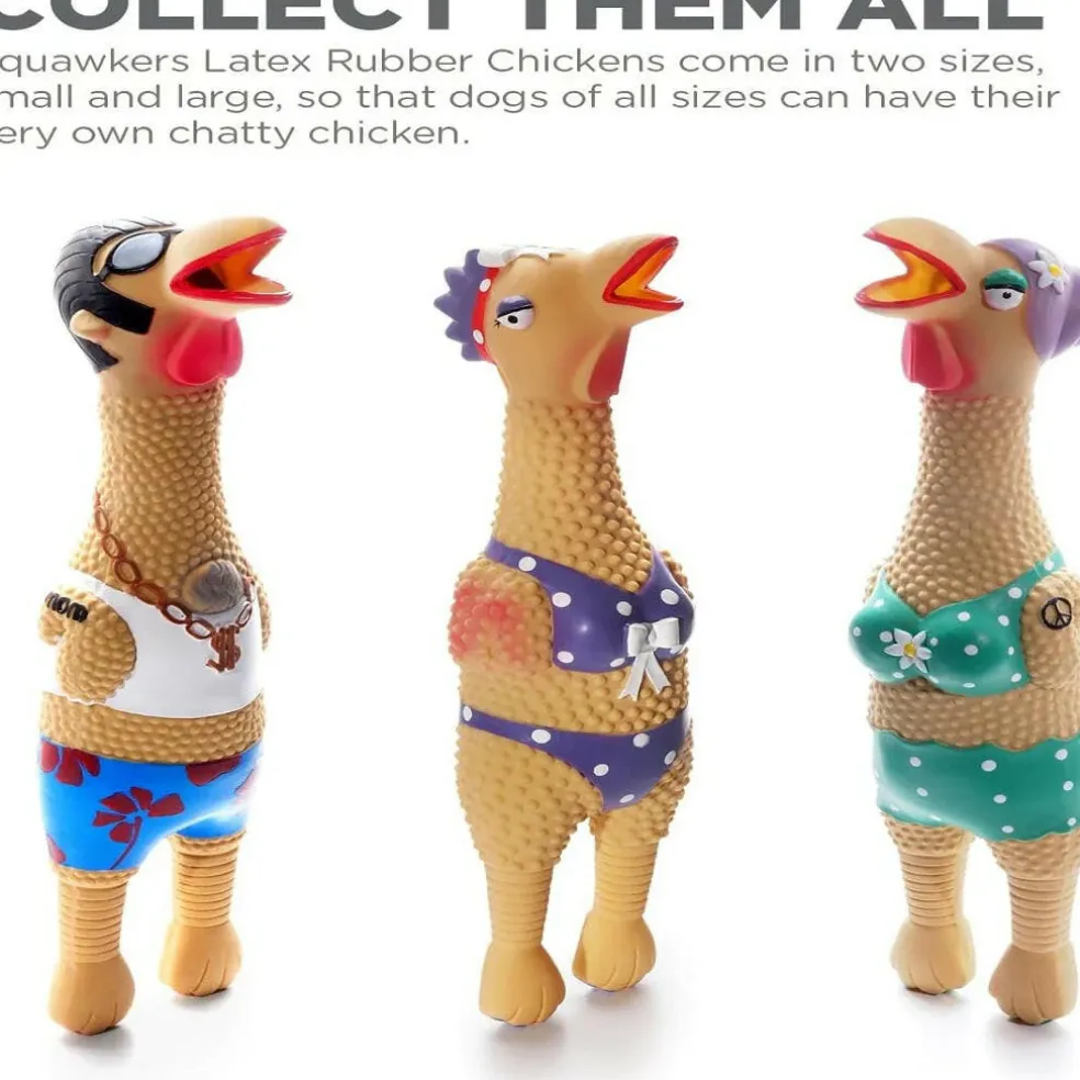 Outward Hound Squawkers Henrietta Latex Rubber Chicken Interactive Toy For Dog (Large)