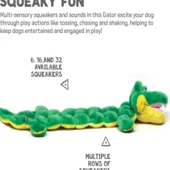 Outward Hound Squeaker Mat Long Body Gator Green Toy For Dog (Extra Large)