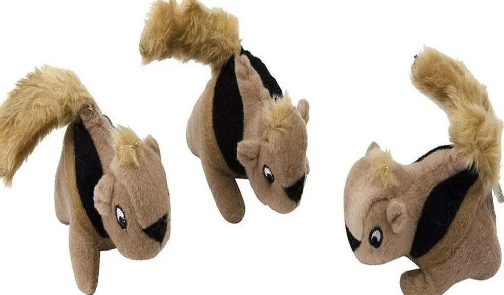 Outward Hound Squeakin Animals Squirrel Brown Dog Toy (3 pack)