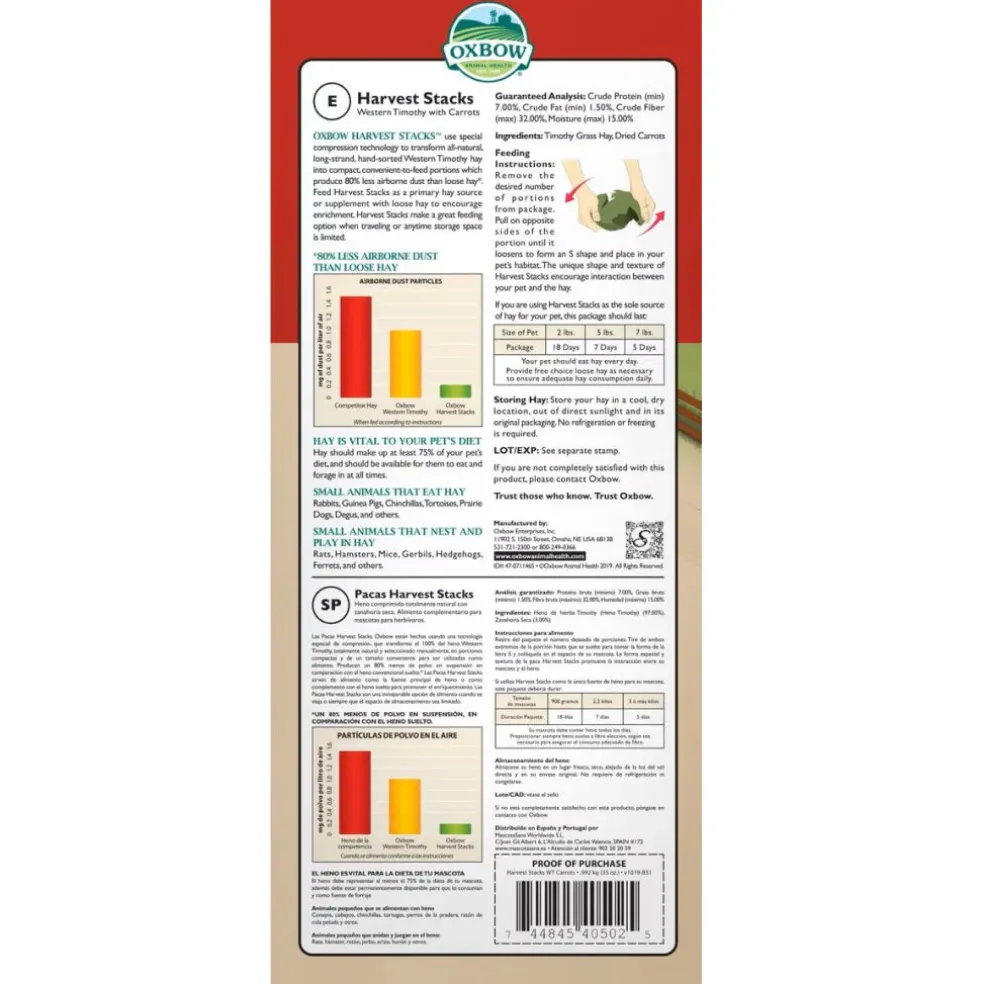 Oxbow Animal Health Harvest Stacks Western Timothy Hay with Carrots (35 oz)
