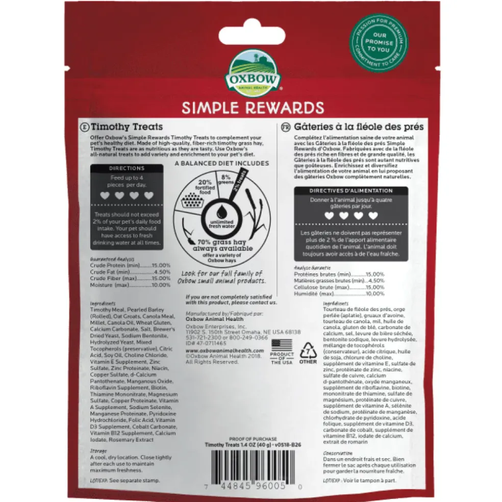 Oxbow Animal Health Simple Rewards Timothy Small Animal Treats (1.4 oz)