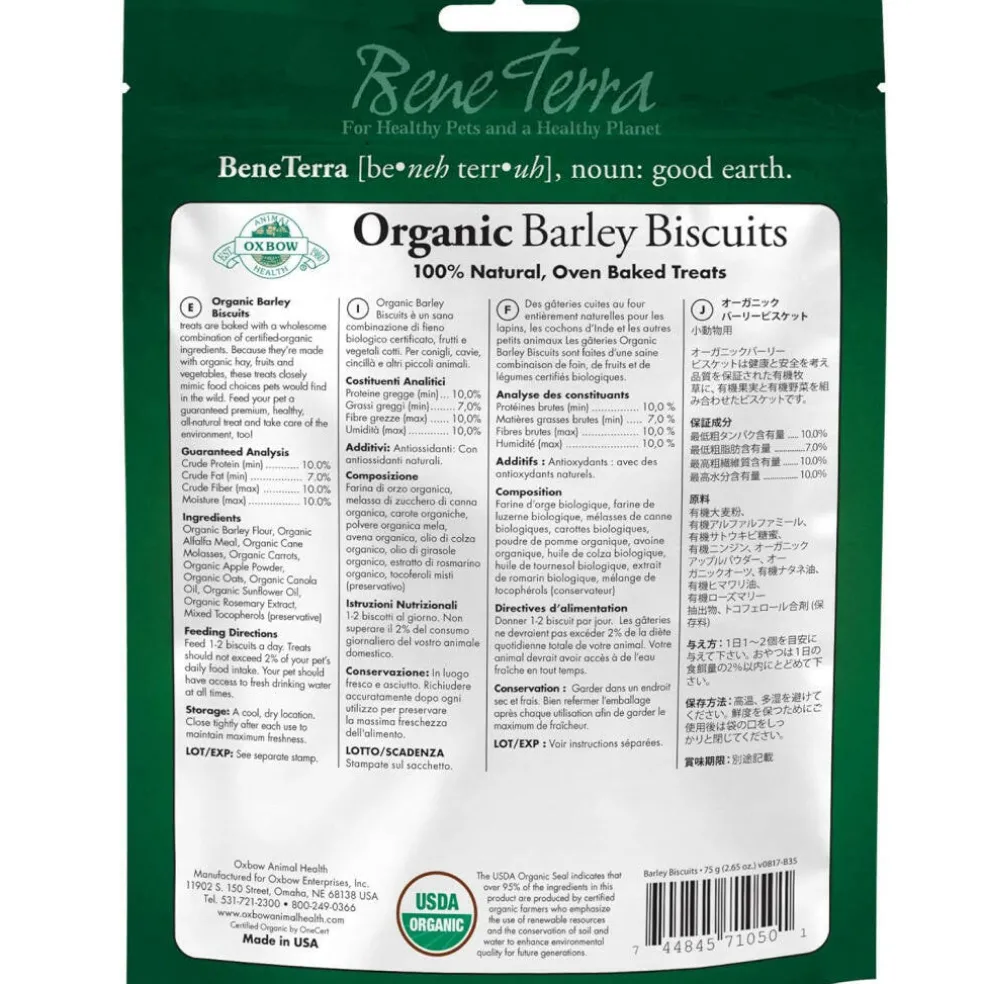 Oxbow Bene Terra Organic Barley Biscuits Treats for Small Animals