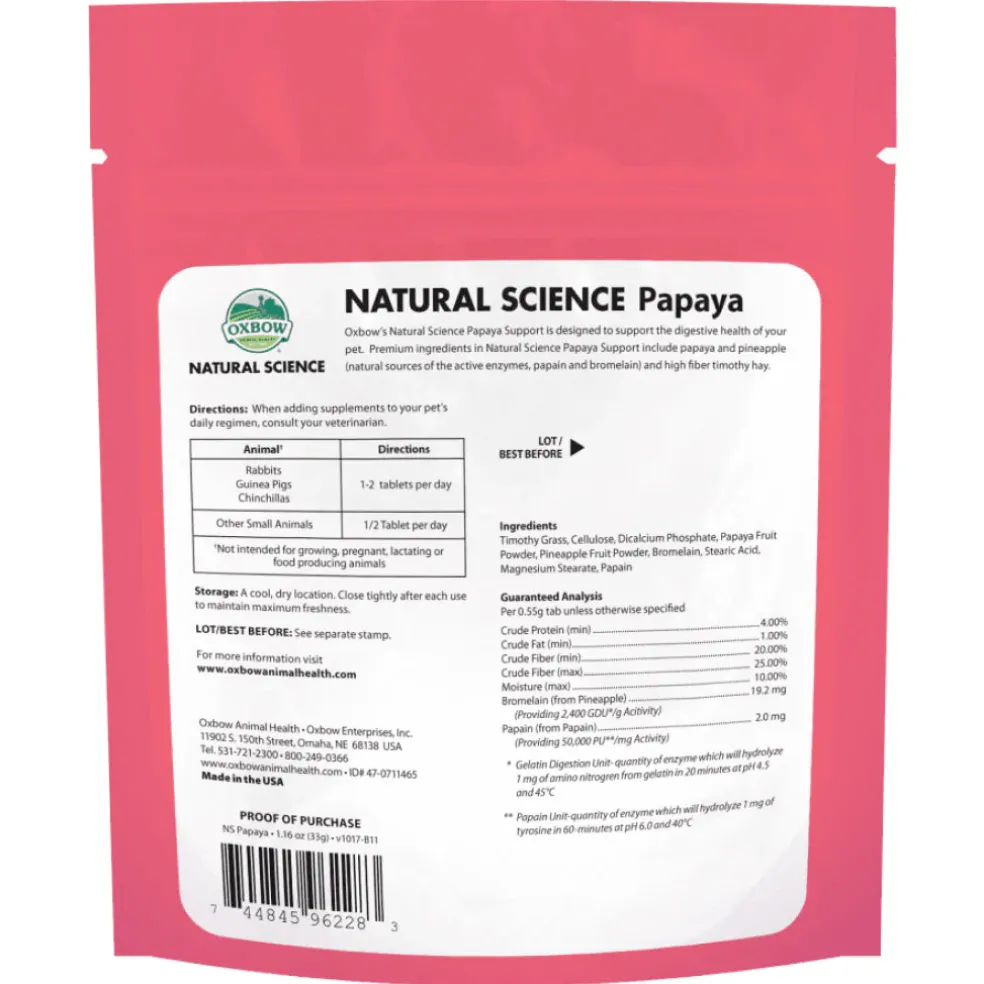 Oxbow Natural Science Papaya Support Digestive Health Supplement For Small Animals (1.16 oz)