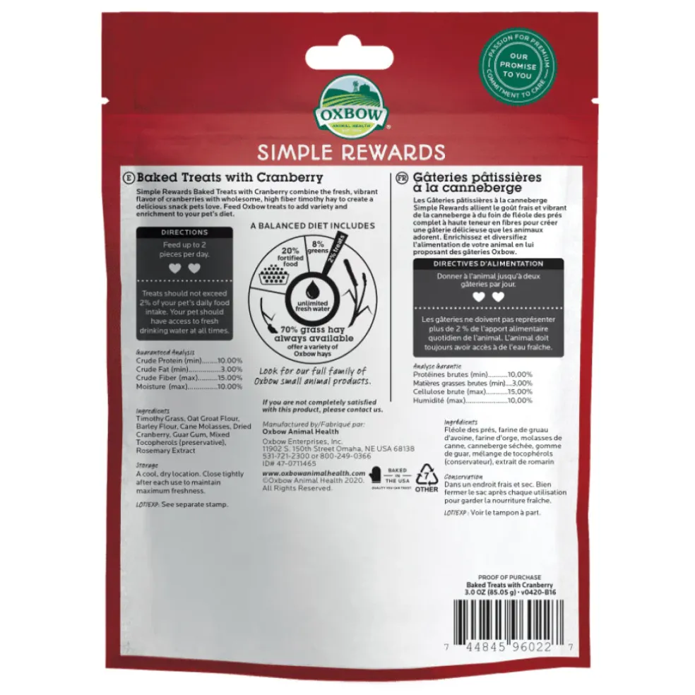 Oxbow Simple Rewards Baked Small Animal Treats with Cranberry (3 oz)