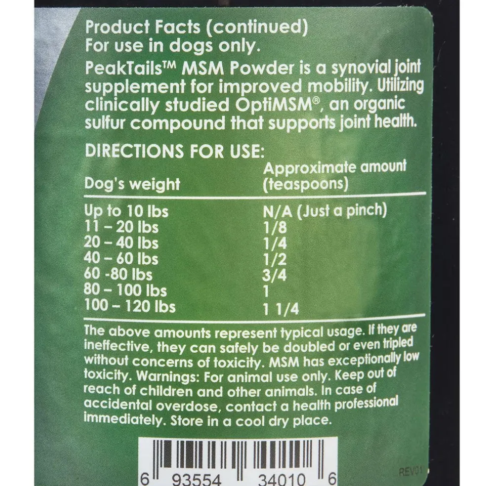 PeakTails Joint Support For Dogs MSM Powder Unflavored, 1-lb