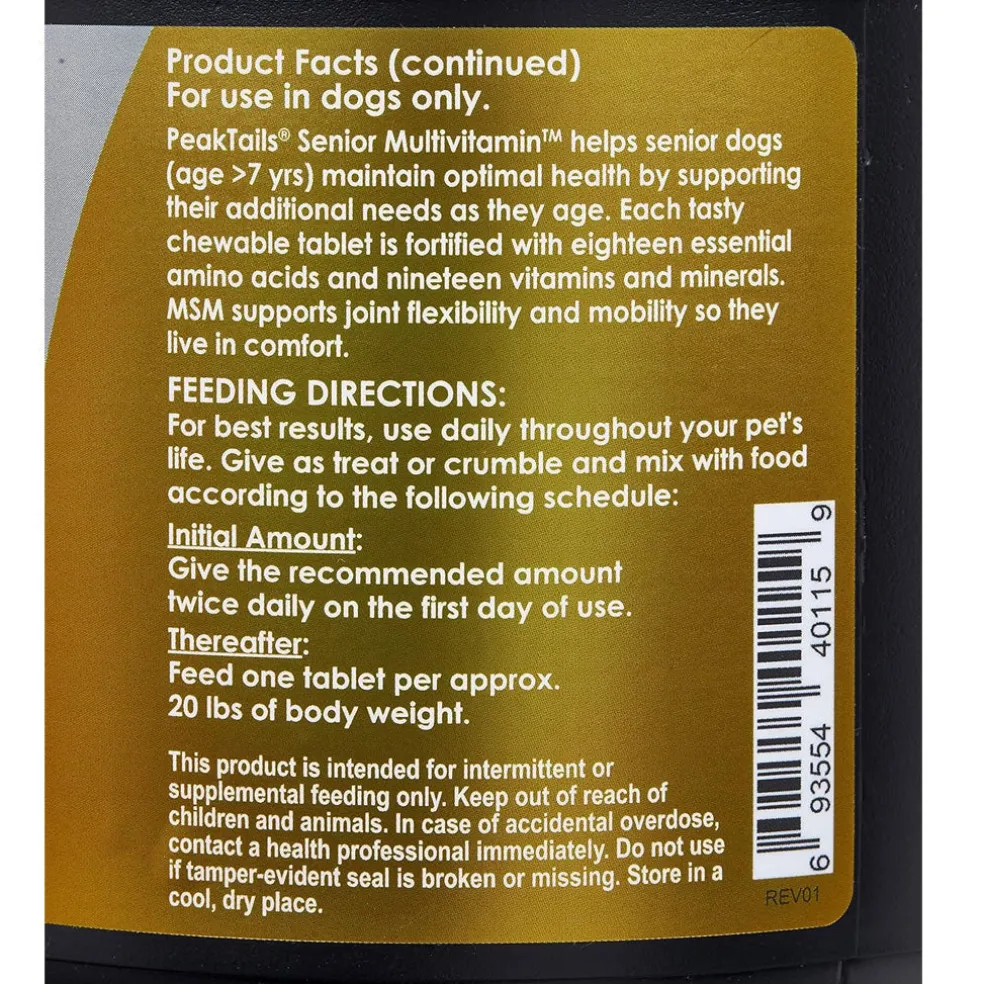 PeakTails Senior MultiVitamin Chewable Tablets for Dogs