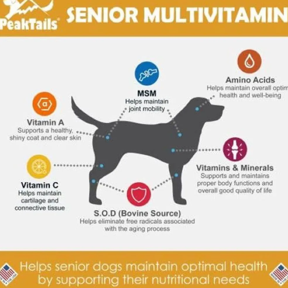 PeakTails Senior MultiVitamin Chewable Tablets for Dogs