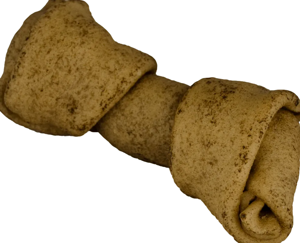 Peanut Butter Knotted Rawhide Bone - 4-5"