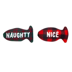 Pearhead Naughty Or Nice Holiday Themed Cat Toy Set with Catnip