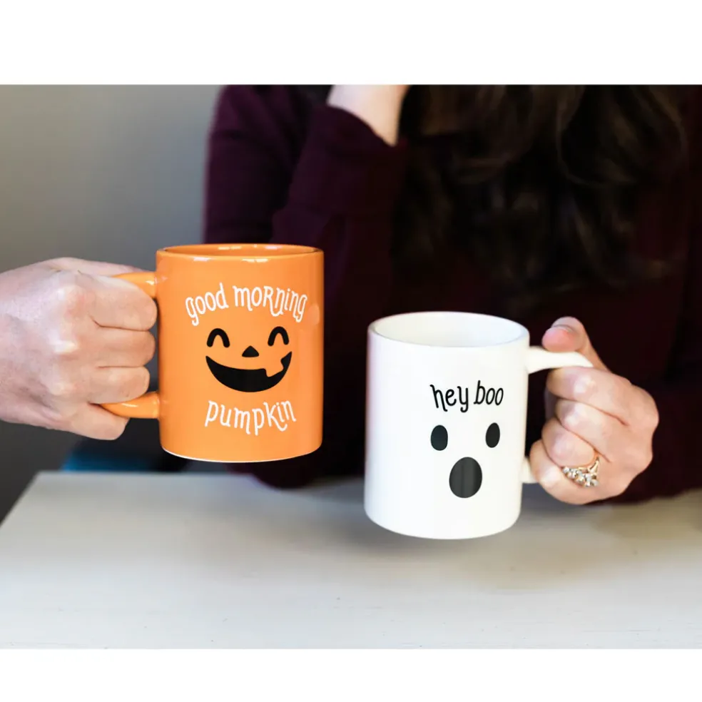 Pearhead Pumpkin & Ghost Halloween Mugs, Set of 2