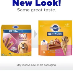 Pedigree Dentastix Dual Flavored Bacon & Chicken Flavored Large Dental Dog Treats, 32 Count