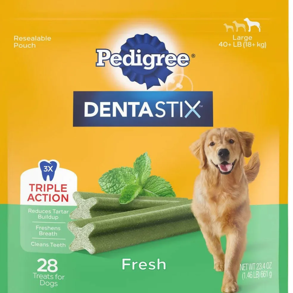 Pedigree Dentastix Fresh Mint Flavored Large Dental Dog Treats, 28 Count