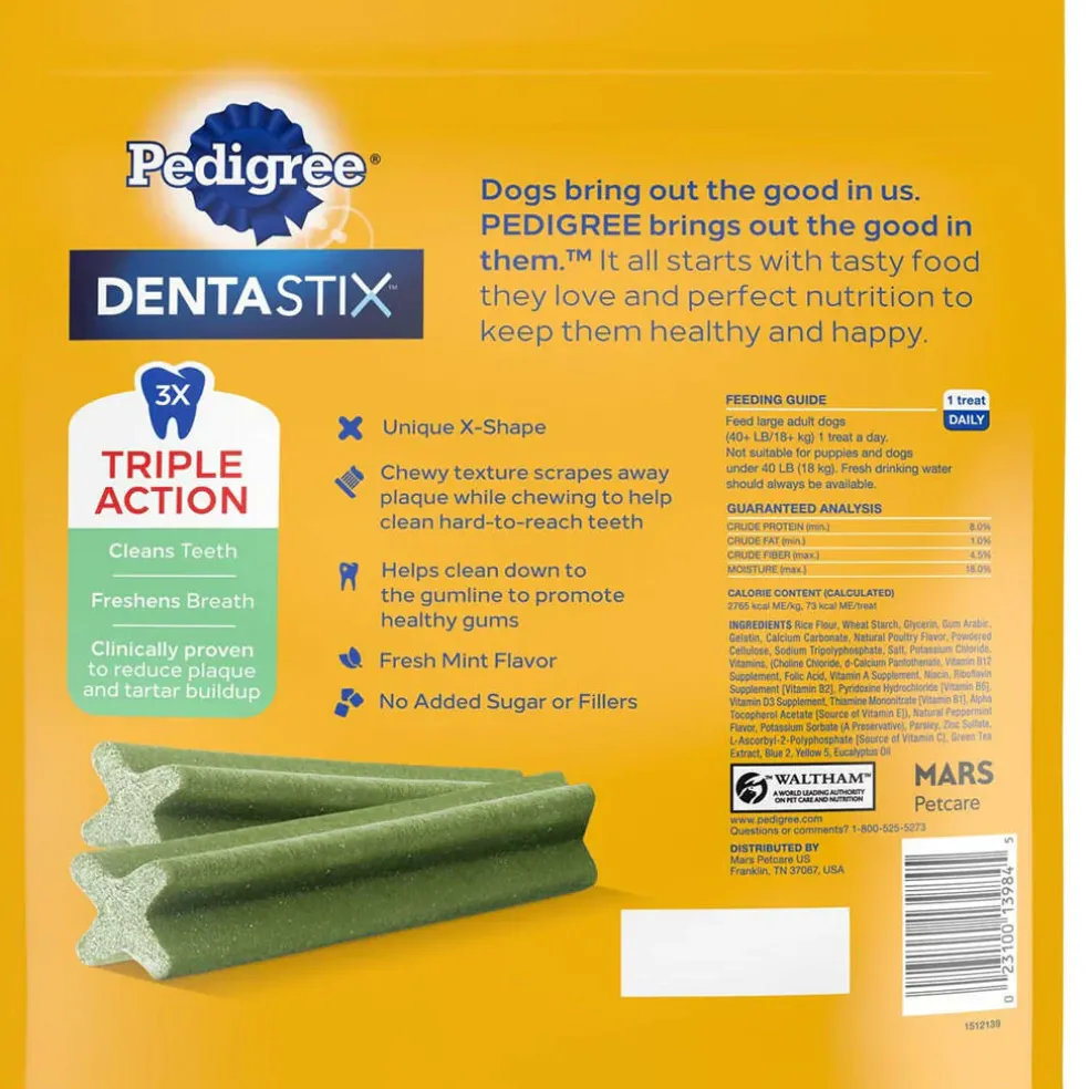 Pedigree Dentastix Fresh Mint Flavored Large Dental Dog Treats, 28 Count
