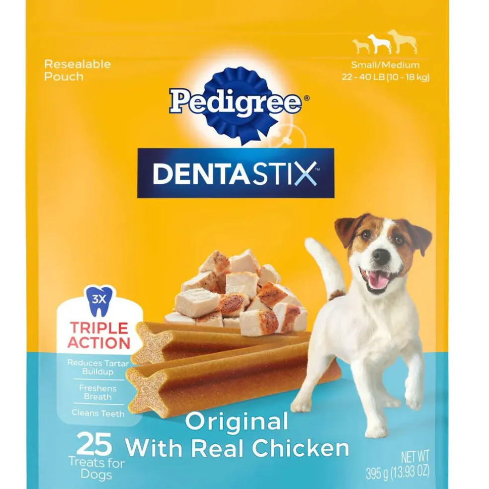 Pedigree Dentastix Small/Medium Original Chicken Flavor Dental Dog Treats, 25 Count