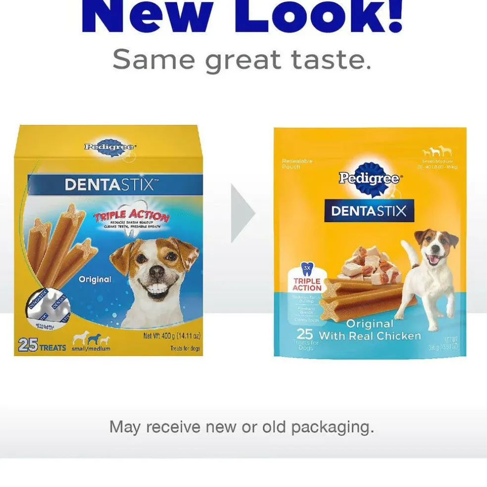 Pedigree Dentastix Small/Medium Original Chicken Flavor Dental Dog Treats, 25 Count