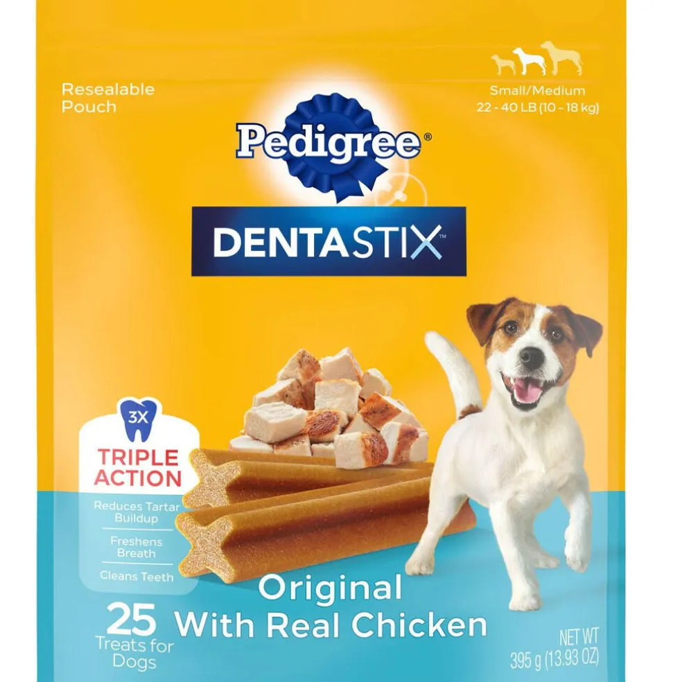 Pedigree Dentastix Small/Medium Original Chicken Flavor Dental Dog Treats, 25 Count