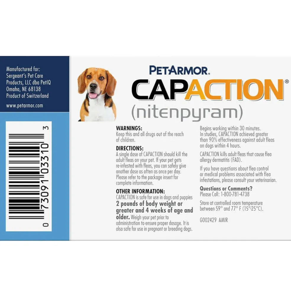 PetArmor CapAction Oral Flea Treatment Tabs For Dogs 2-25 LB (6 Count)