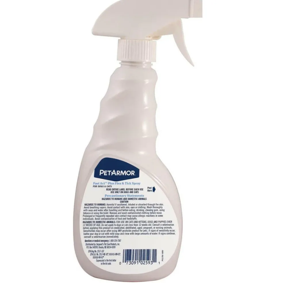 PetArmor Fast Act Plus Flea & Tick Spray for Dogs & Cats (16 oz)