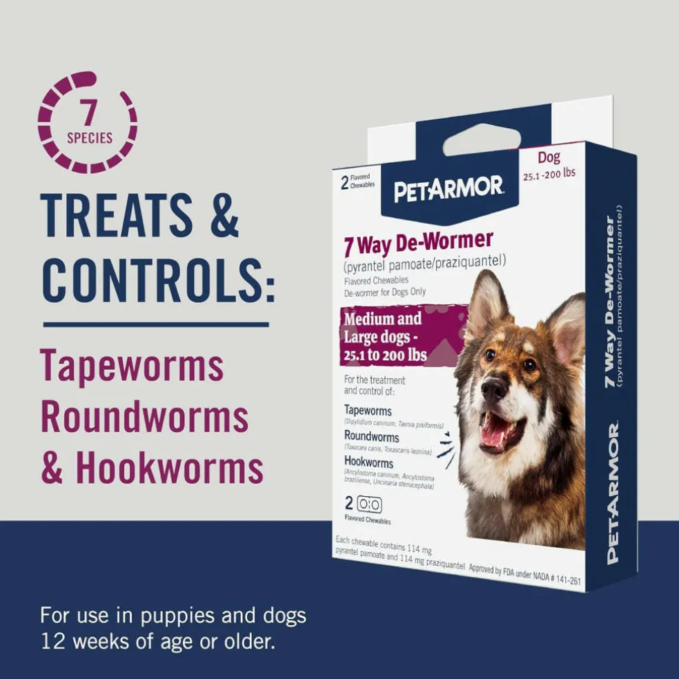 PetArmor 7 Way De-Wormer Medium & Large Dog 2 Count - In Clamshell