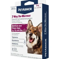 PetArmor 7 Way De-Wormer Medium & Large Dog 2 Count - In Clamshell