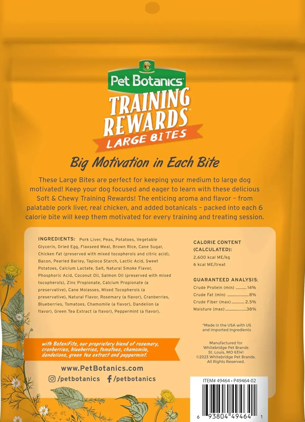 Pet Botanics Training Rewards Soft & Chewy Bacon Flavor Large Bites (1.25 lb)
