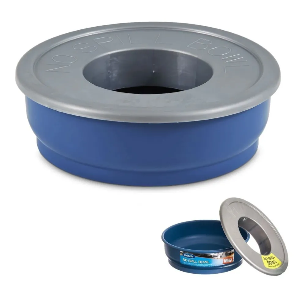 Petmate No Spill Durable Pet Bowl for Water and Food for Dogs & Cats (48 oz) Blue