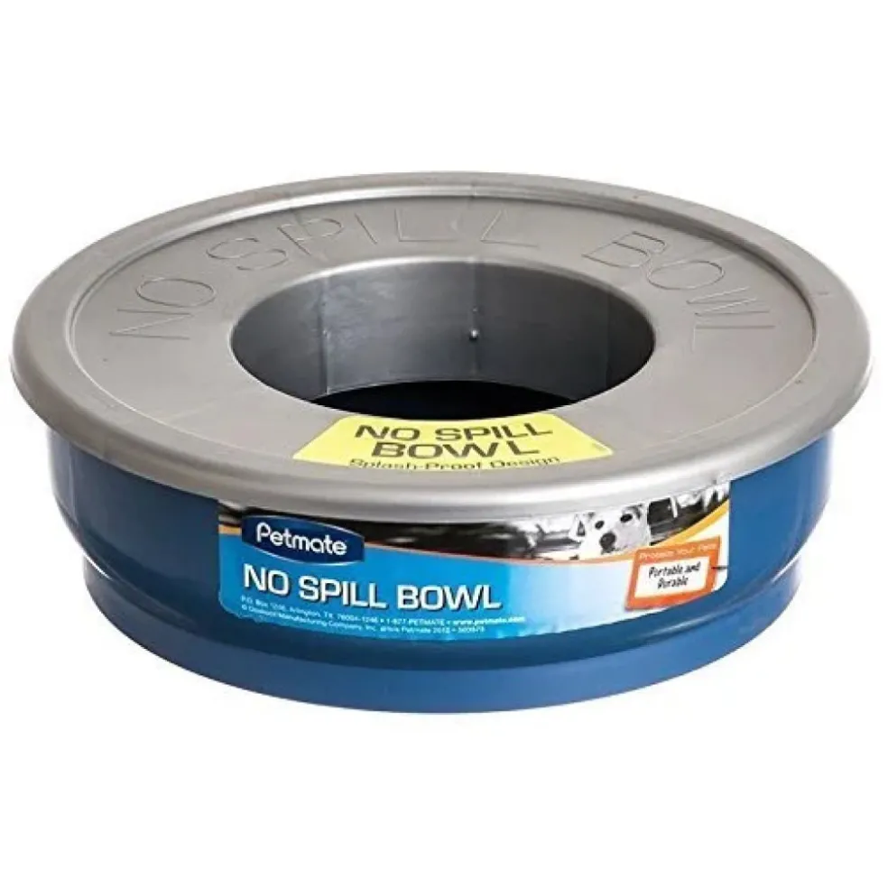 Petmate No Spill Durable Pet Bowl for Water and Food for Dogs & Cats (48 oz) Blue