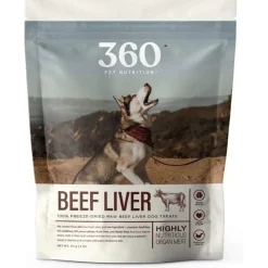 360 Pet Nutrition Beef Liver Freeze-Dried Raw Dog Treats, 4-oz
