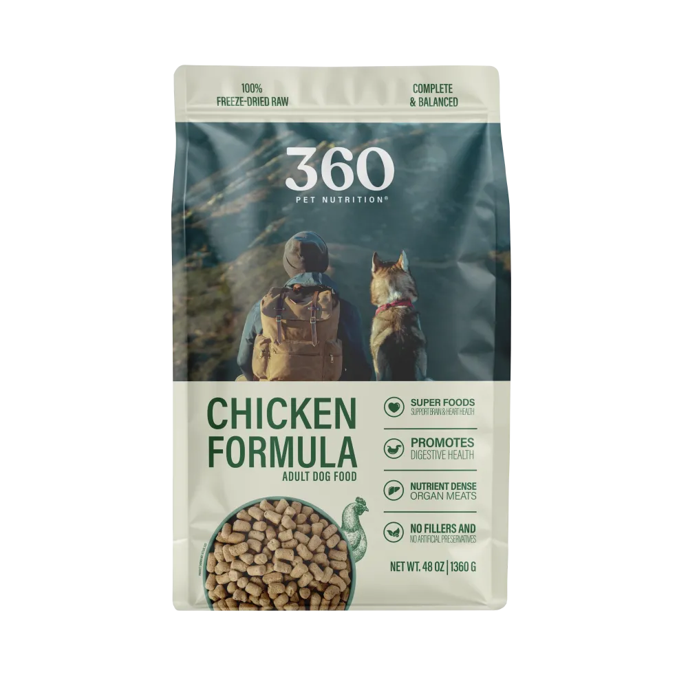 360 Pet Nutrition Chicken Freeze-Dried Raw Complete Meal for Adult Dogs