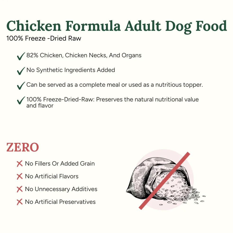 360 Pet Nutrition Chicken Freeze-Dried Raw Complete Meal for Adult Dogs