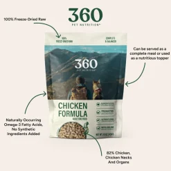 360 Pet Nutrition Chicken Freeze-Dried Raw Complete Meal for Adult Dogs