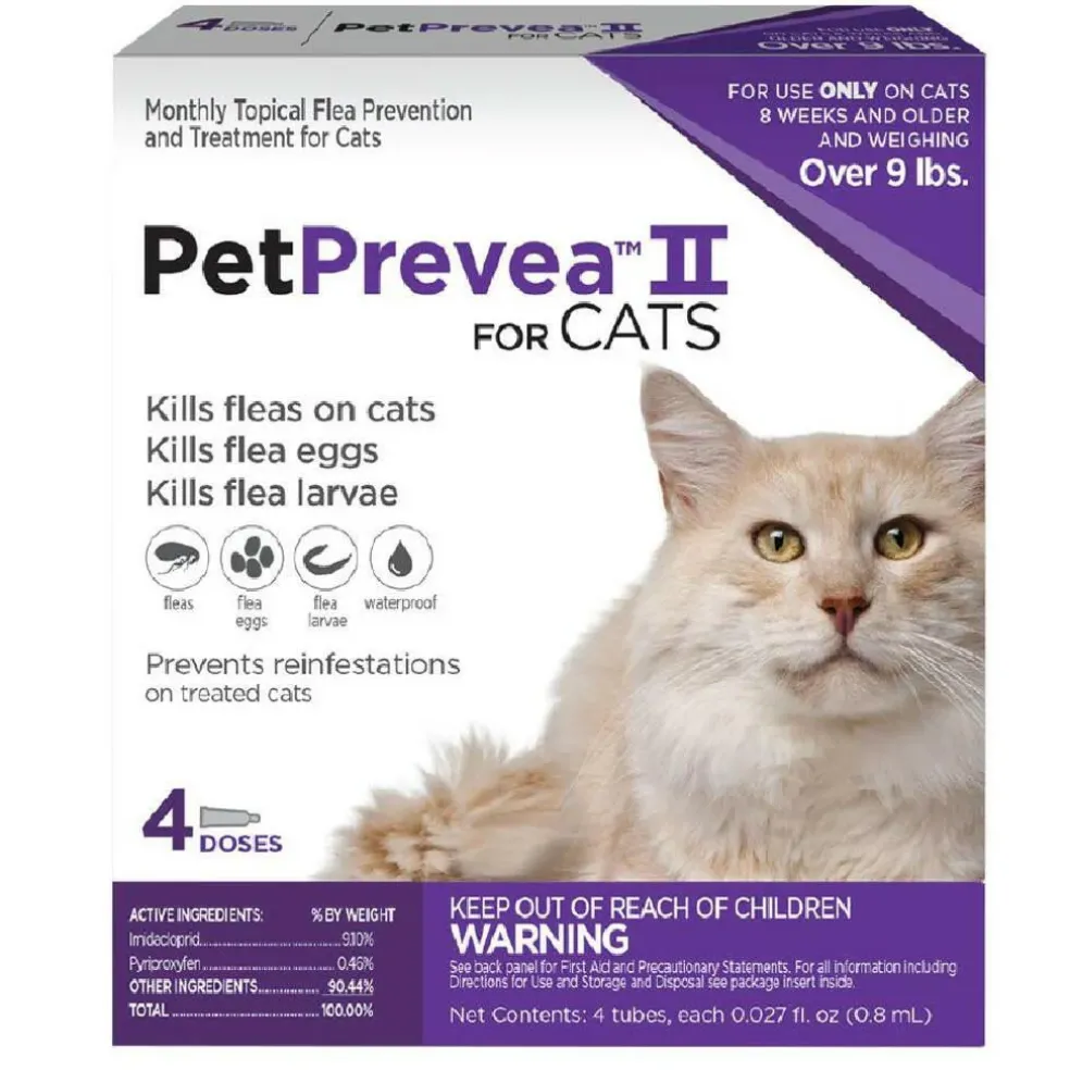 PetPrevea II Flea Tick Topical Treatment for Cats over 9 lbs (4 doses)