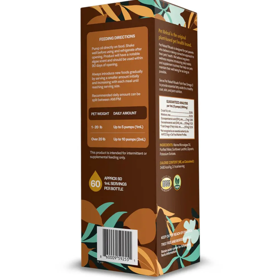 Pet Releaf Rituals Fish-Free Omega-3 Food Supplement for Dogs & Cats, 2-oz