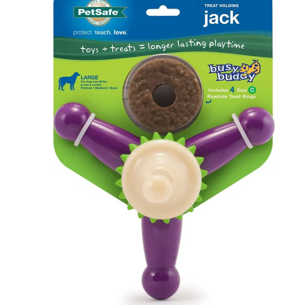 Petsafe Busy Buddy Jack Treat Dispenser Dog Chew Toy, Purple/White