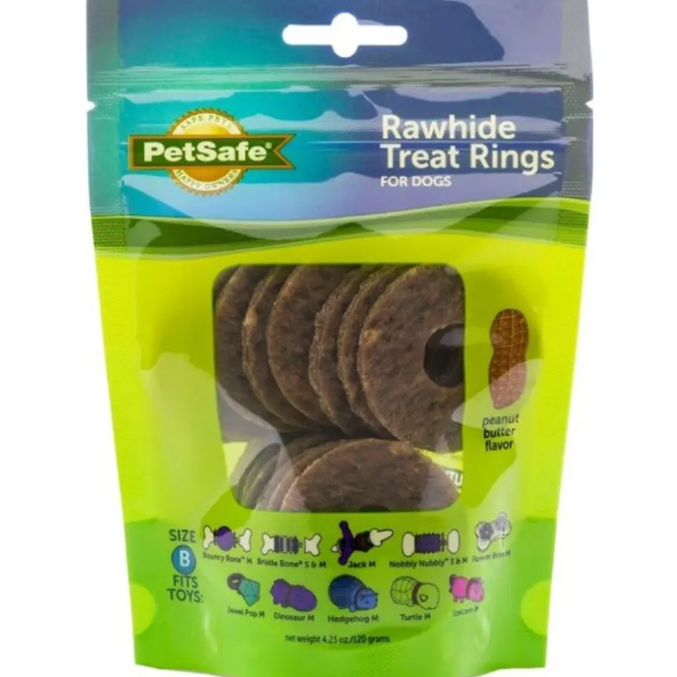Petsafe Busy Buddy Natural Rawhide Peanut Butter Rings Dog Treats