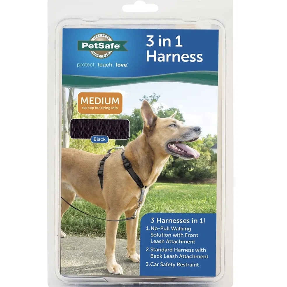 PetSafe 3-in-1 Dog Harness with Car Control Strap, Black