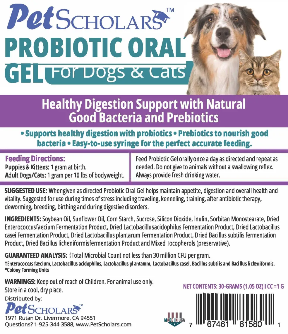 Pet Scholars Probiotic Oral Gel for Dogs & Cats