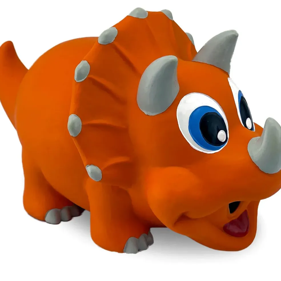 Petsport USA NaturFlex Latex Rubber Dinosaur Triceratops Dog Toy
