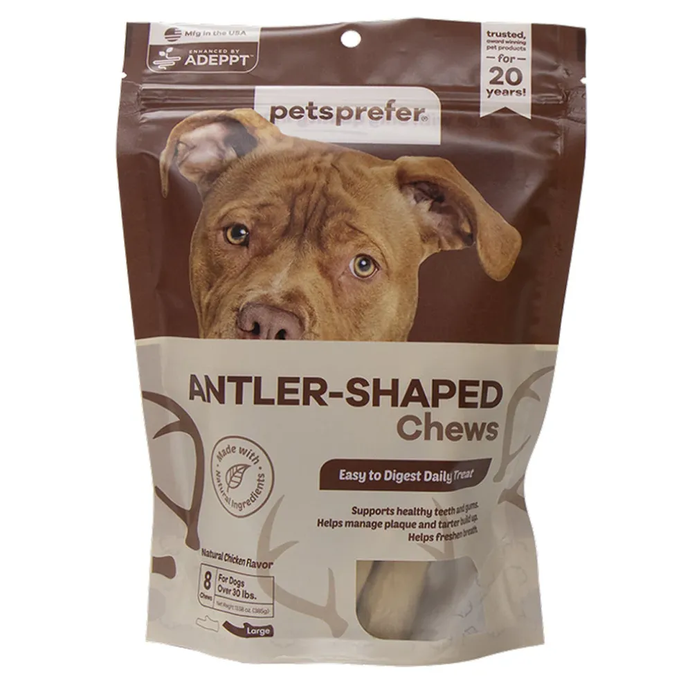 PetsPrefer Antler-Shaped Dental Chews For Dogs (8 chews)