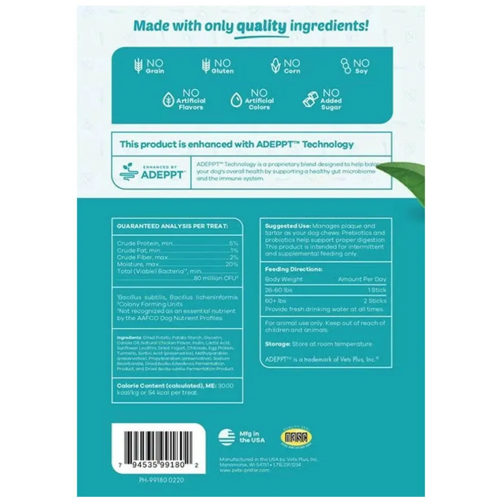 PetsPrefer Dental Sticks with Probiotics for Medium & Large Dogs (10 count)