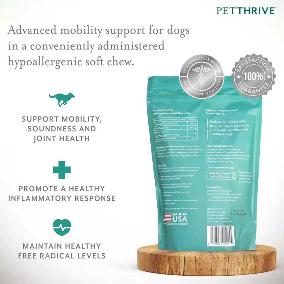 Petthrive Soft Chews with Resveratrol Advance Joint Care for Dogs