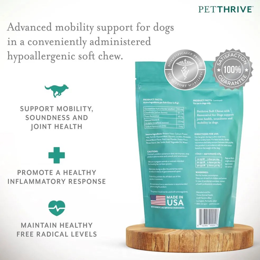 Petthrive Soft Chews with Resveratrol Advance Joint Care for Dogs